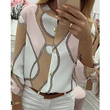 Load image into Gallery viewer, Ladies Printed Lapel long sleeve shirt
