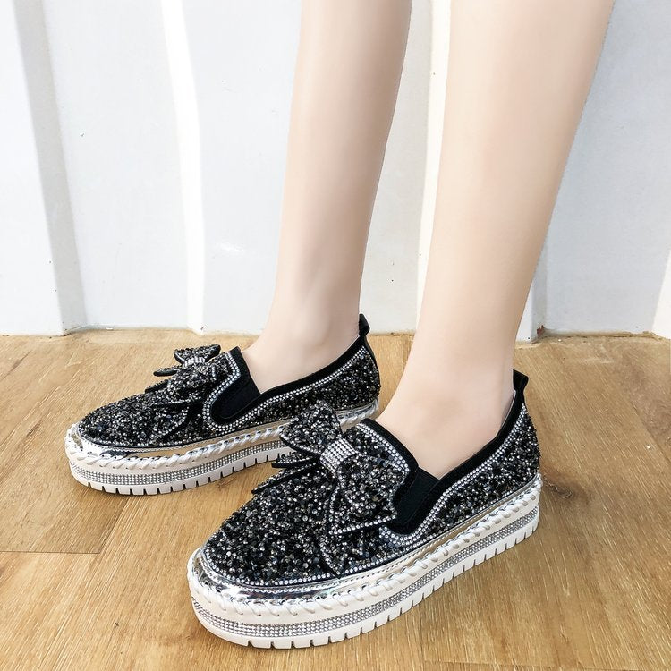 Summer Casual Sequin Puffin Thick Bottom Shoes