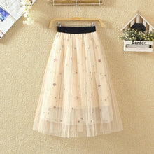 Load image into Gallery viewer, Summer embroidered versatile pleated midi skirt
