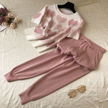 Load image into Gallery viewer, Casual knitted short-sleeved pants two-piece
