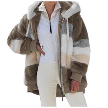 Load image into Gallery viewer, Ladies autumn and winter loose plush multi-color hooded coat
