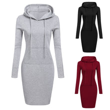Load image into Gallery viewer, Women&#39;s Hoodie Pocket Long Sleeve Dress
