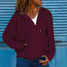 Load image into Gallery viewer, women&#39;s hooded sweater cardigan top
