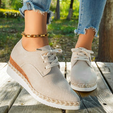 Load image into Gallery viewer, Women thick-soled wedge lace-up mid-heel loafers
