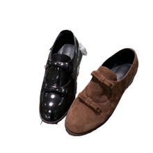 Load image into Gallery viewer, Vintage Genuine Leather Double Bow Small Leather Shoes

