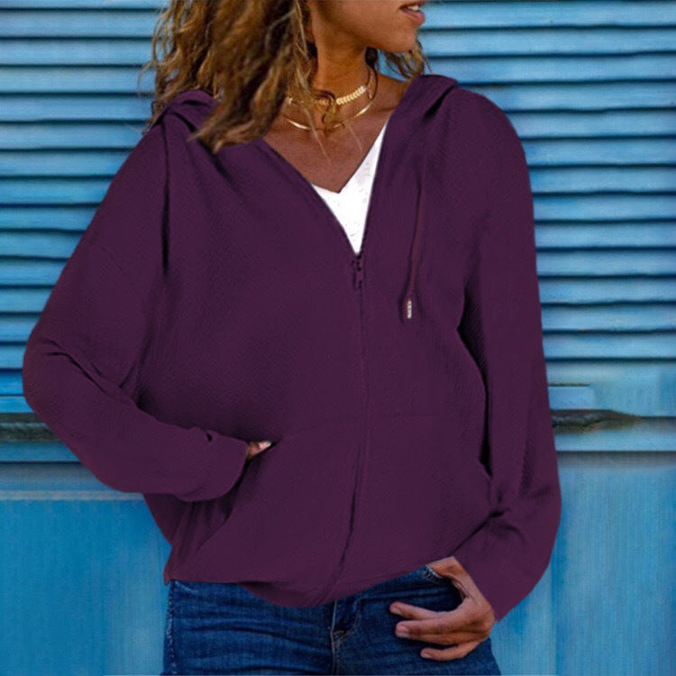 women's hooded sweater cardigan top