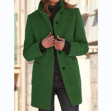 Load image into Gallery viewer, Women&#39;s button stand collar tweed coat
