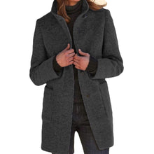 Load image into Gallery viewer, Women&#39;s button stand collar tweed coat
