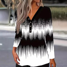 Load image into Gallery viewer, Ladies Printed V-neck T-shirt Casual Long Sleeve Top
