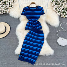 Load image into Gallery viewer, Knitted Striped Dress Fashion Casual Two-piece
