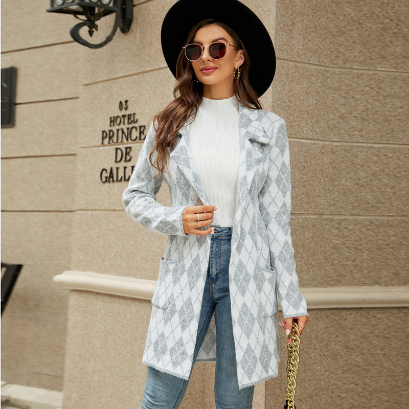 Ladies winter long sweater knitted cardigan elegant coat