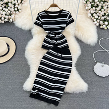 Load image into Gallery viewer, Knitted Striped Dress Fashion Casual Two-piece
