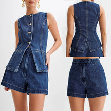 Load image into Gallery viewer, Summer Fashion Sleeveless High Waist Denim Suit
