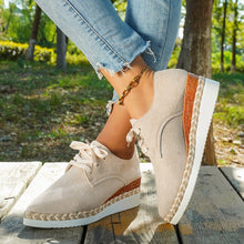 Load image into Gallery viewer, Women thick-soled wedge lace-up mid-heel loafers
