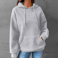Load image into Gallery viewer, Women&#39;swaffle hooded long-sleeved letter printed sweater
