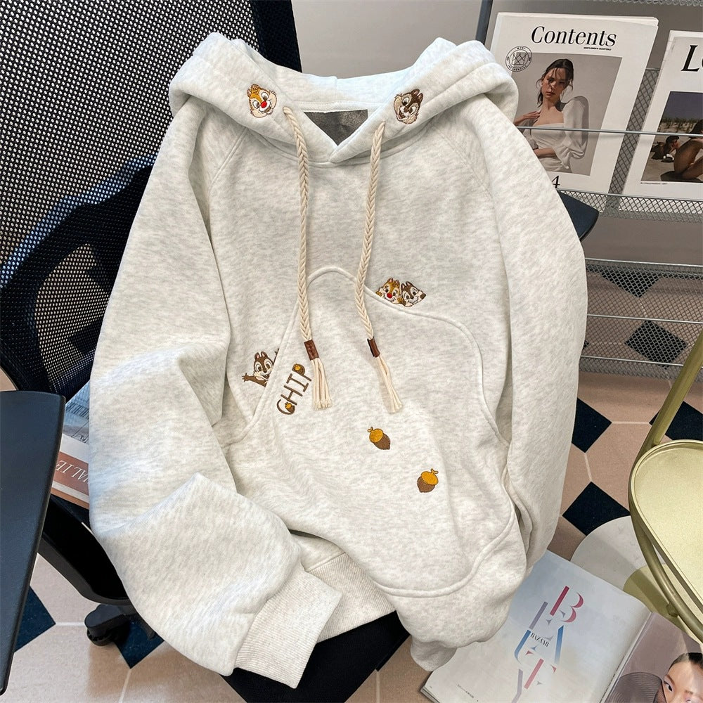 Ladies Embroidered Hooded Sweatshirt