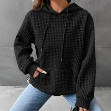 Load image into Gallery viewer, Women&#39;swaffle hooded long-sleeved letter printed sweater
