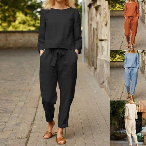 Ladies Linen Casual Two-piece