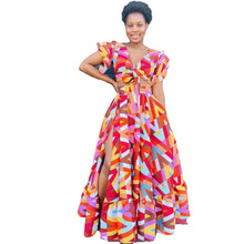 Load image into Gallery viewer, Print Split Ruffled High Waist Strap Set
