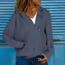 Load image into Gallery viewer, women&#39;s hooded sweater cardigan top
