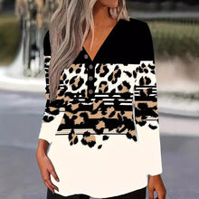 Load image into Gallery viewer, Ladies Printed V-neck T-shirt Casual Long Sleeve Top
