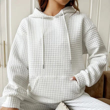 Load image into Gallery viewer, Women&#39;swaffle hooded long-sleeved letter printed sweater

