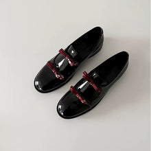 Load image into Gallery viewer, Vintage Genuine Leather Double Bow Small Leather Shoes
