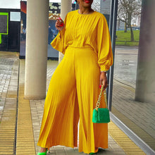 Load image into Gallery viewer, Summer Loose Large Size Casual Shirt Top Wide Leg Pants Two-piece

