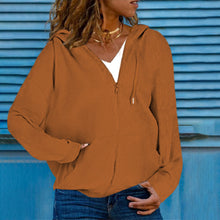 Load image into Gallery viewer, women&#39;s hooded sweater cardigan top
