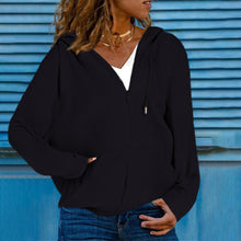 Load image into Gallery viewer, women&#39;s hooded sweater cardigan top

