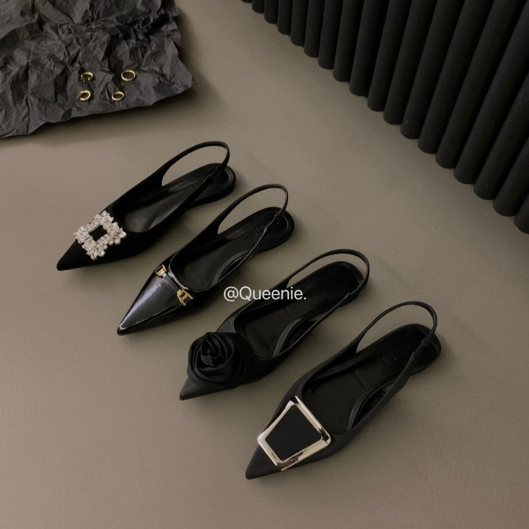 Ladies Flat Black Back Trip with Toe Sandals