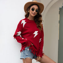 Load image into Gallery viewer, Women&#39;s Lightning Hole Tassel Pullover Sweater
