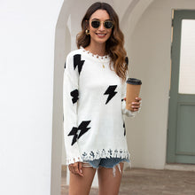 Load image into Gallery viewer, Women&#39;s Lightning Hole Tassel Pullover Sweater
