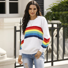 Load image into Gallery viewer, Women&#39;s Rainbow Stripe Pullover Sweater
