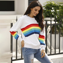 Load image into Gallery viewer, Women&#39;s Rainbow Stripe Pullover Sweater
