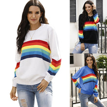 Load image into Gallery viewer, Women&#39;s Rainbow Stripe Pullover Sweater
