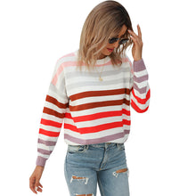 Load image into Gallery viewer, Women&#39;s Stripe Color Matching Pullover
