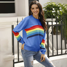 Load image into Gallery viewer, Women&#39;s Rainbow Stripe Pullover Sweater
