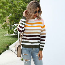Load image into Gallery viewer, Women&#39;s Stripe Color Matching Pullover

