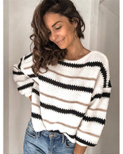 Load image into Gallery viewer, Women&#39;s Splicing Metal Stripe Pullover Sweater
