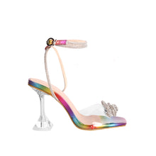 Load image into Gallery viewer, Thin Heels Bowknot Rhinestone Sandals
